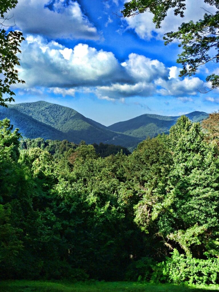 Blue Ridge Mountains views at Smokey Shadows Lodge